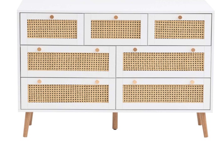 Croxley 7 Drawer Rattan Chest White by Birlea | Style Our Home