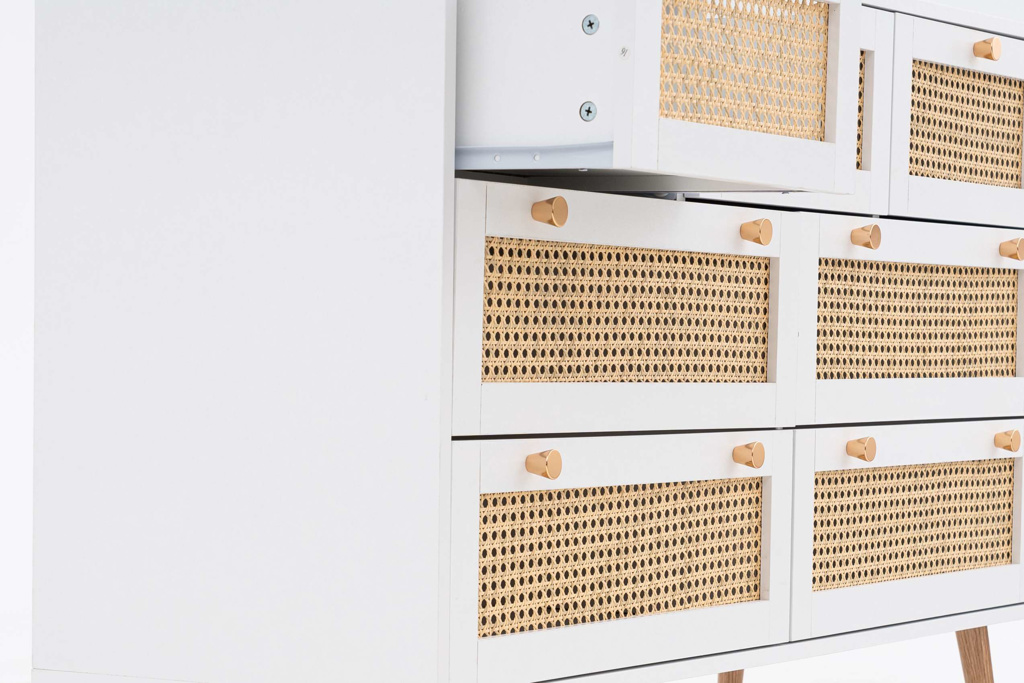 Croxley 7 Drawer Rattan Chest White by Birlea | Style Our Home