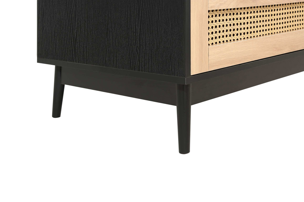 Croxley 2 Door 1 Drawer Rattan Wardrobe Black by Birlea | Style Our Home
