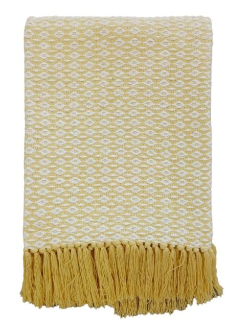 Cotton Diamond Weave Throw Buttercup130X180