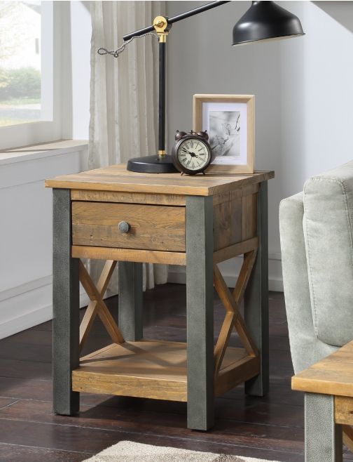 Urban Elegance - Reclaimed Lamp Table With Drawer | Style Our Home