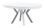 Rondo Extendable Round Dining Table with Grey Legs - White Lacquer