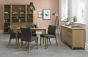 Bergen Oak 2-4 Seater Table & 4 Upholstered Chairs in Black Gold Fabric by Bentley Designs | Style Our Home
