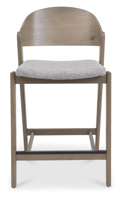 Vega Grey Oiled Oak Bar Stool - Grey Fabric (Single) by Bentley Designs | Style Our Home