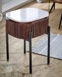 Marblestone Mango Wood Bedside Table With Marble Top & Metal Legs