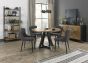 Indus Rustic Oak 4 Seater Table & 4 Cezanne Dark Grey Faux Leather Chairs - Black Legs by Bentley Designs | Style Our Home