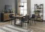 Indus Rustic Oak 4-6 Seater Table & 4 Cezanne Dark Grey Faux Leather Chairs - Black Legs by Bentley Designs | Style Our Home