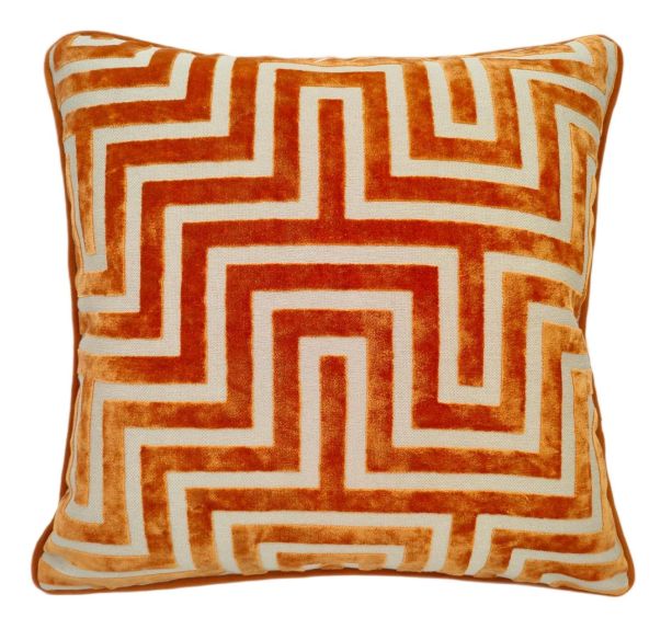 Pm Maze Cut Velv Orange by Malini | Style Our Home