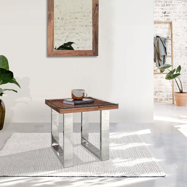 Railway Sleeper Lamp Table by Indus Valley