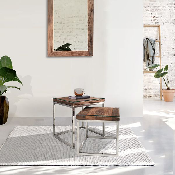 Railway Sleeper Nest Of 2 Tables by Indus Valley