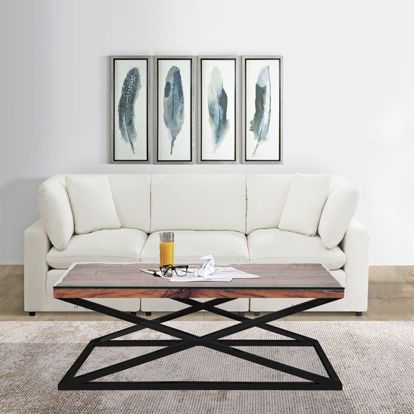 Phoenix Coffee Table With Glass by Indus Valley