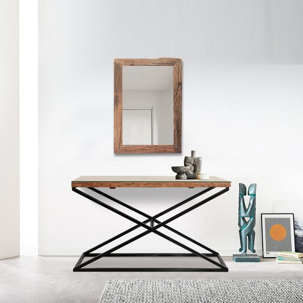 Phoenix Console Table With Glass by Indus Valley
