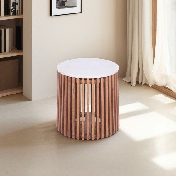 Side Table With Marble Top by Indus Valley