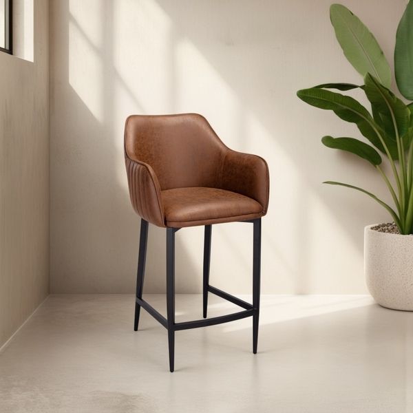 L35 Vintage Tan Stool by Indus Valley