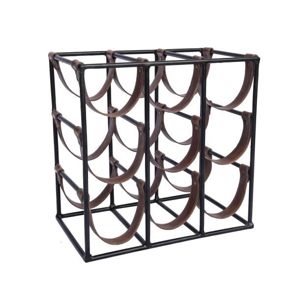 9 bottle leather sling square Wine Rack by Monologue | Style Our Home