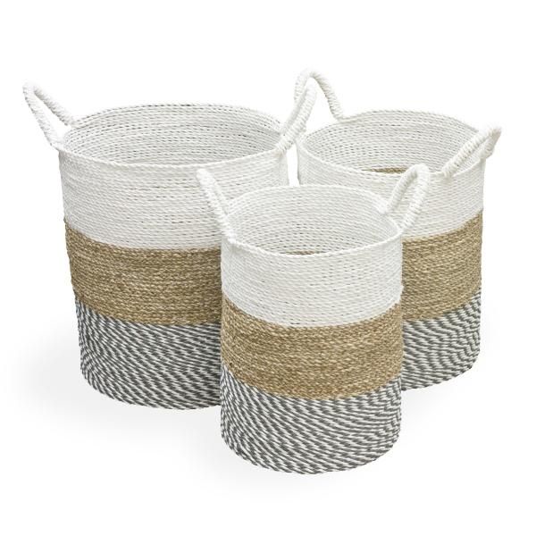 Set of 3 White Top Baskets by Monologue | Style Our Home