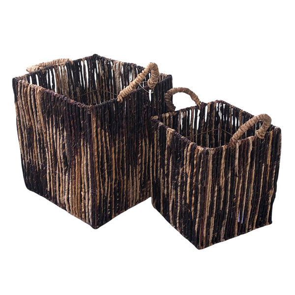 Zebra Square Basket - Set of 2 - Brown Blend by Monologue | Style Our Home