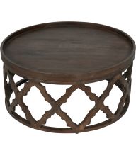 Kitpon Solid Carved Wooden Coffee Table in Dark Brown