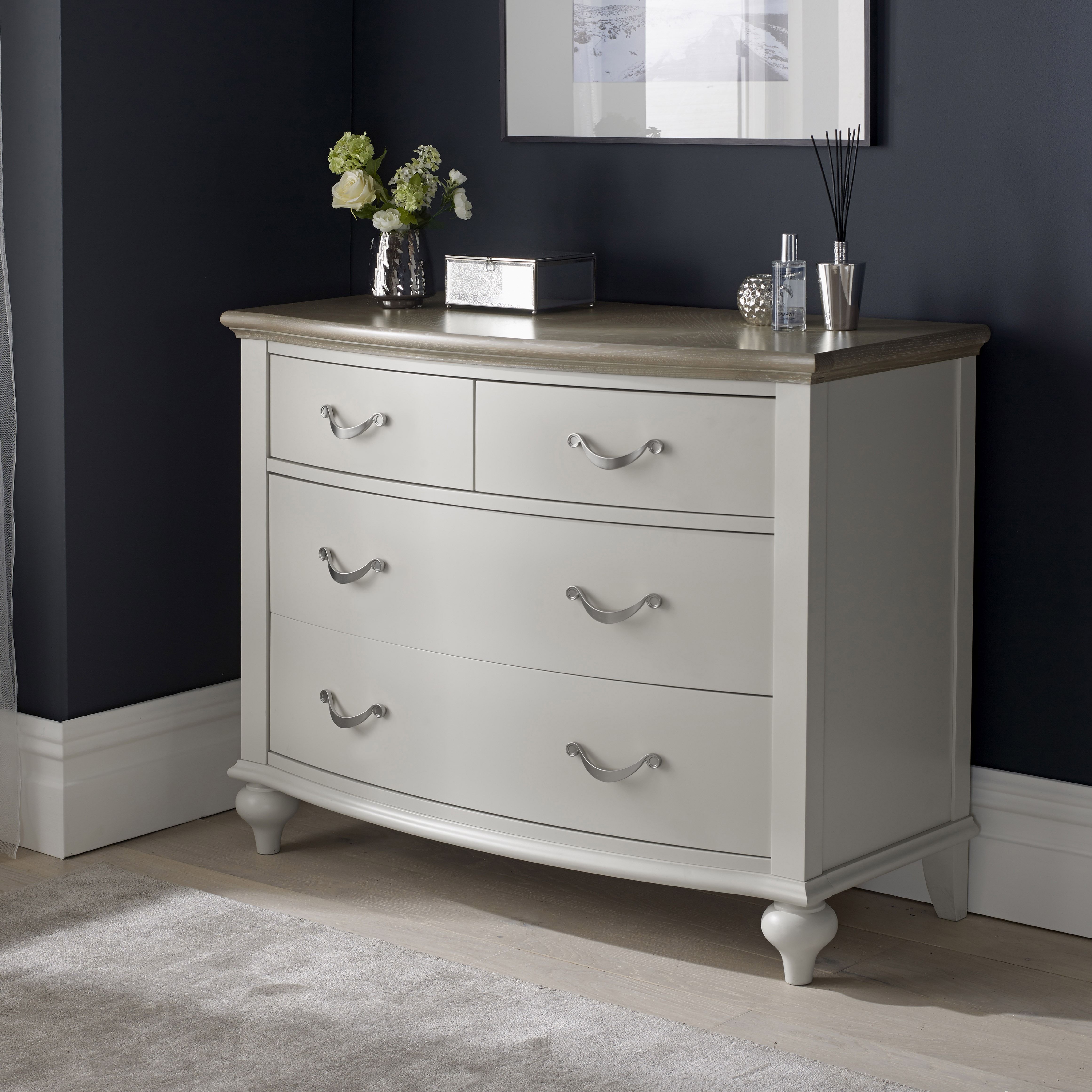 Montreux Grey Washed Oak Soft Grey 2 2 Drawer Chest