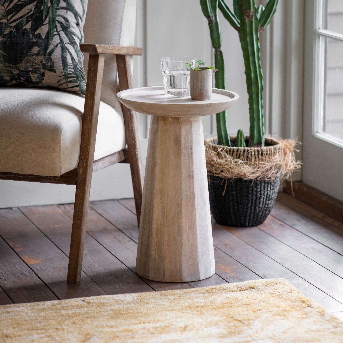 Newington Side Table White Wash