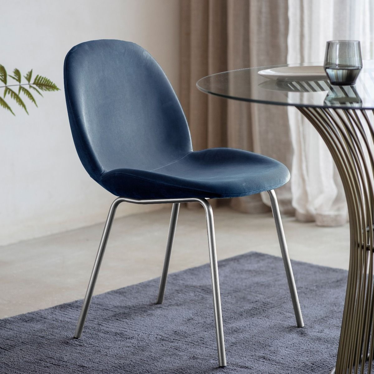 Petrol blue velvet chair sales