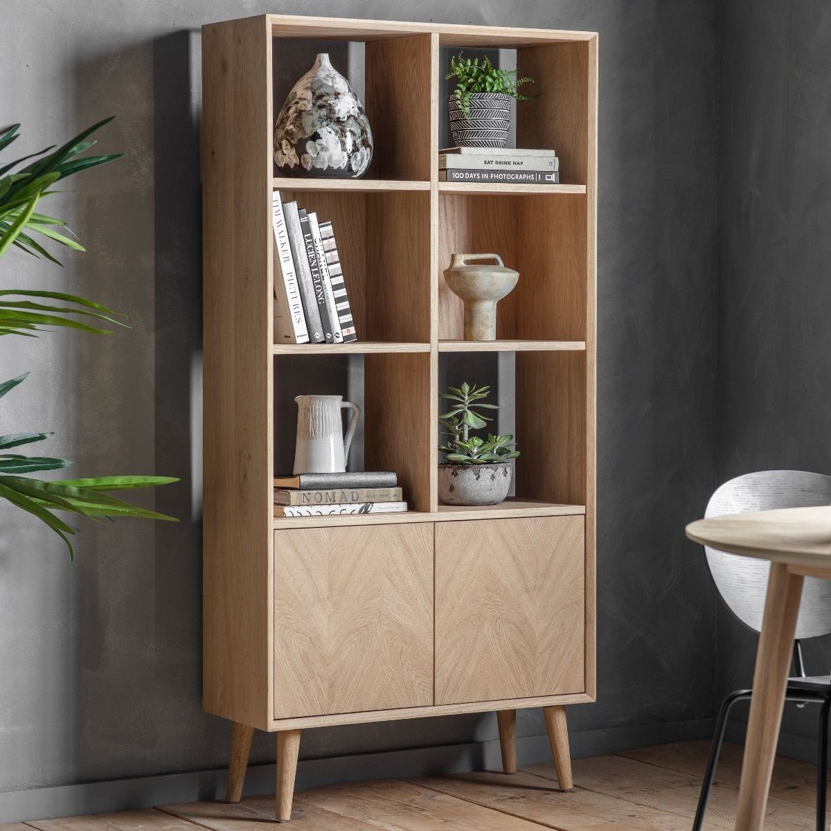Oak open display cabinet cheap