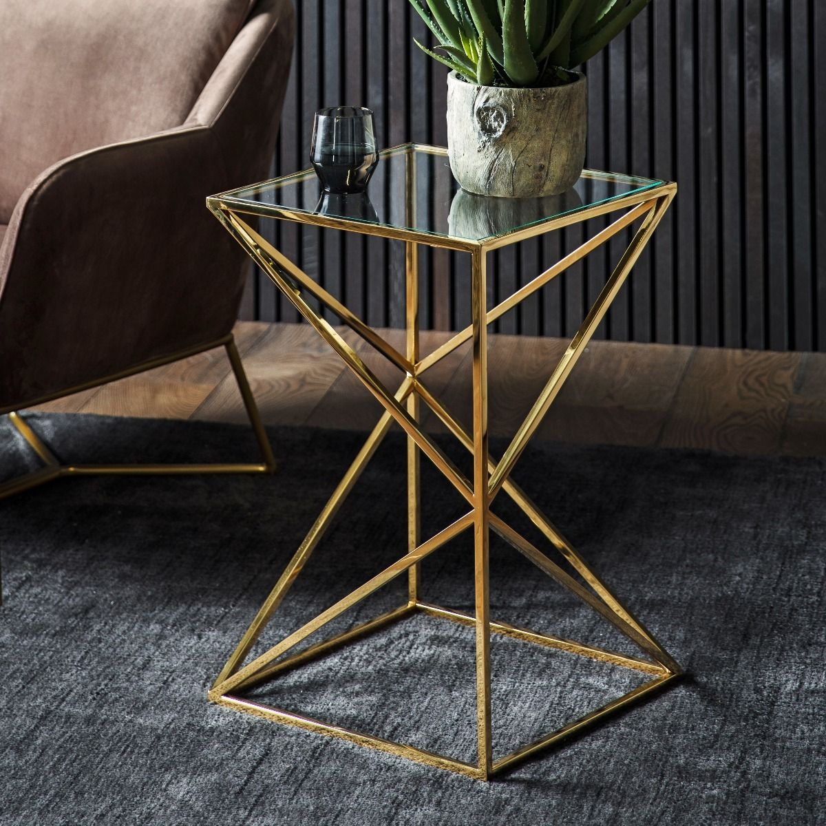 Gold triangle clearance side table