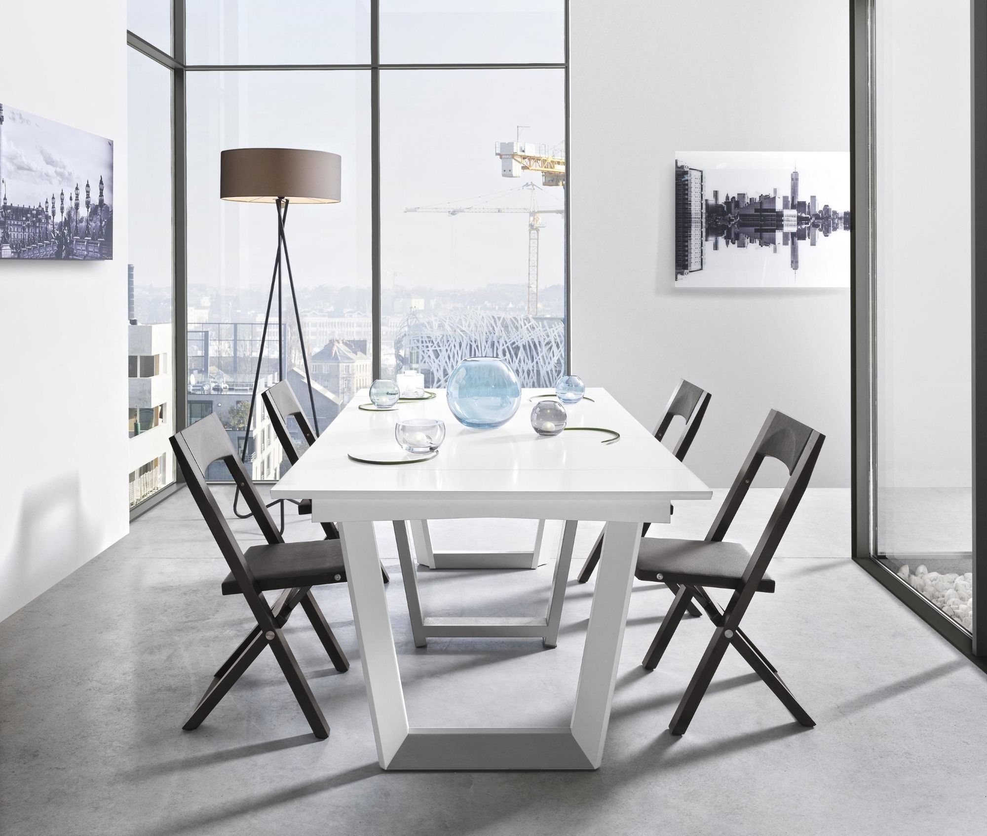 Folding trestle console shop to dining table