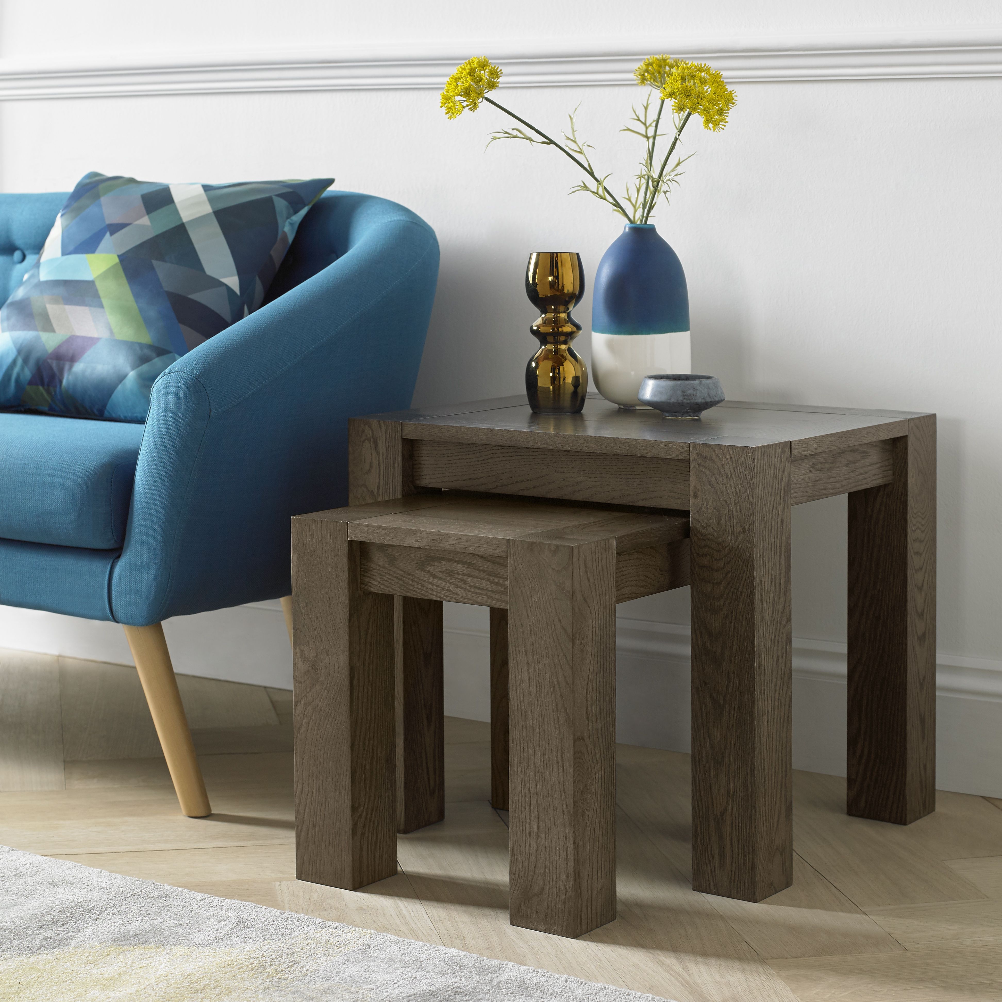 Dark oak shop lamp table