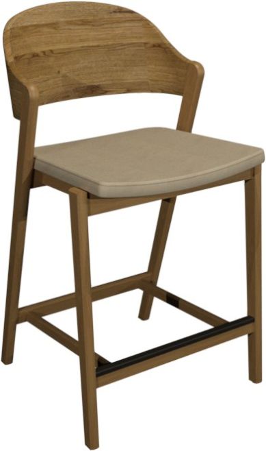 Vega Rustic Oak Bar Stool - Ivory Bonded Leather (Single) by Bentley Designs | Style Our Home