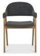 Camden Rustic Oak Upholstered Arm Chair in a Dark Grey Fabric (Pair) by Bentley Designs | Style Our Home