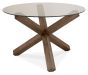 Turin Glass 4 Seater Table - Dark Oak Legs & 4 Dali Grey Velvet Chairs by Bentley Designs | Style Our Home