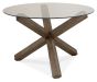 Turin Glass 4 Seater Table - Dark Oak Legs & 4 Low Back Chairs in Gun Metal Velvet by Bentley Designs | Style Our Home