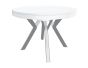Rondo Extendable Round Dining Table with Grey Legs - White Lacquer