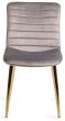 Francesca White Marble Effect Tempered Glass 4 seater Dining Table & 4 Rothko Grey Velvet Fabric Chairs with Matt Gold Plated Legs - Style Our Home