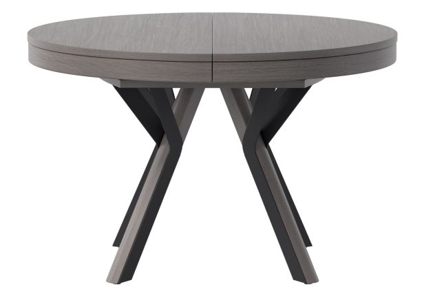 Rondo Extendable Round Dining Table with Black Legs - Grey Oak