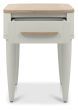 Larsen Scandi Oak & Soft Grey Lamp Table with Drawerby Bentle by Designs | Style Our Home