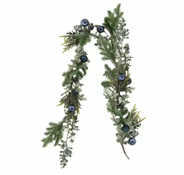 Merry Midnight Navy Bauble Garland