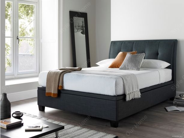 Accent Upholstered Ottoman Storage Superking Bed - Slate