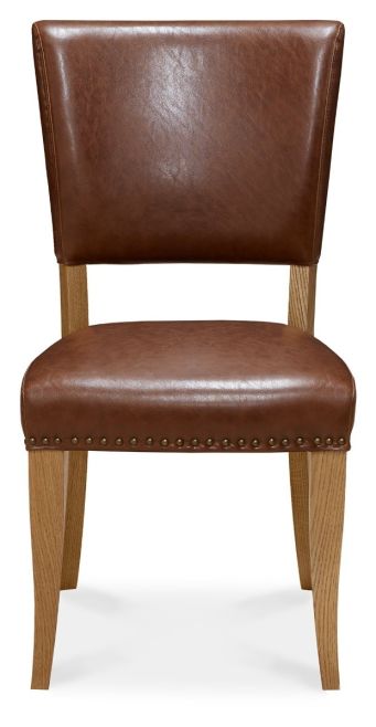 Belgrave Rustic Oak Uph Chair - Rustic Tan Faux Leather (Pair) by Bentley Designs | Style Our Home