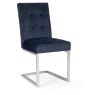 Tivoli Dark Oak 6-8 Seater Table & 8 Cantilever Chairs in Dark Blue Velvet by Bentley Designs | Style Our Home