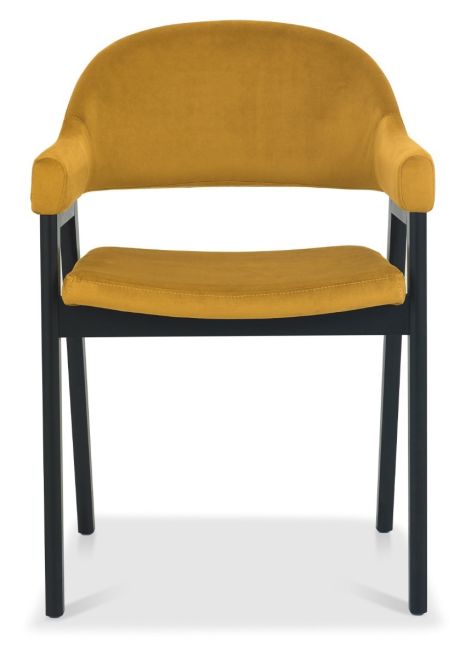 Camden Peppercorn Upholstered Arm Chair in Dark Mustard Velvet Fabric (Pair) by Bentley Designs | Style Our Home