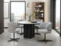 Marcel - 360° Swivel Chair in a Grey Boucle Fabric with Black Legs (Pair)