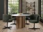 Marcel - 360° Swivel Chair in a Green Boucle Fabric with Black Legs (Pair)