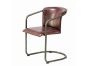 Industrial Metal Frame Chair with Leather Bucket Seat