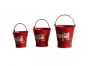 Set of 4 Red Hand Painted Coca Cola Buckets