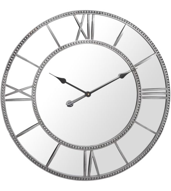 Grey Framed Beaded Mirrored Round Clock By Libra | Style Our Home