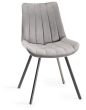 Fontana - Grey Velvet Fabric Chairs with Grey Hand Brushing on Black Powder Coated Legs (Pair) from Style Our Home