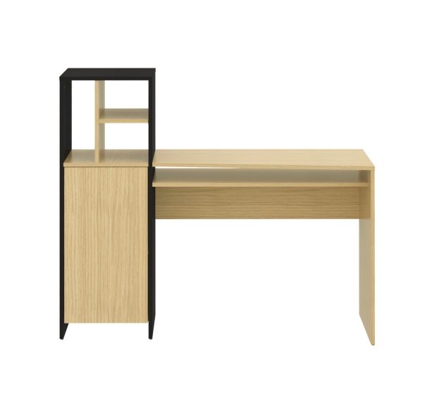 Mitch Light Oak (Melamine) / Pure Black Desk | Style Our Home
