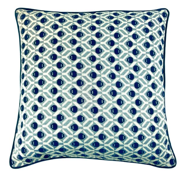 Piped Geo Jaq Cushions Navy by Malini | Style Our Home